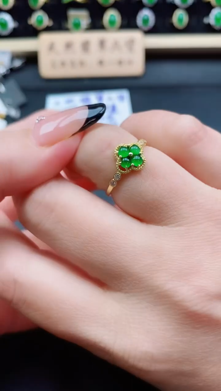 银S925镶嵌戒指翡翠1