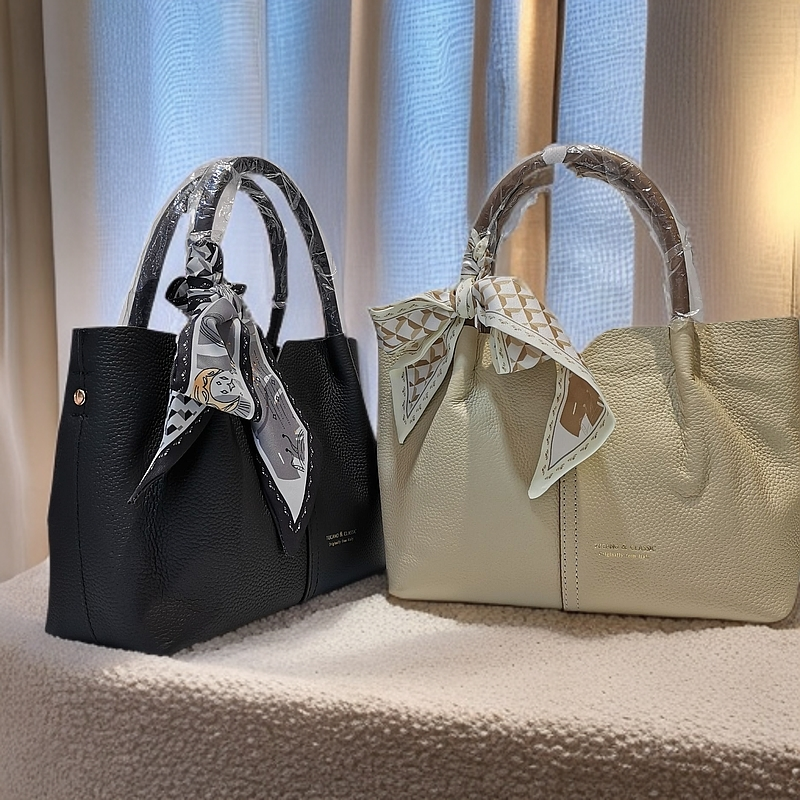 丝带撞色通用商务风手提包女士小众休闲简约托特包轻奢潮流