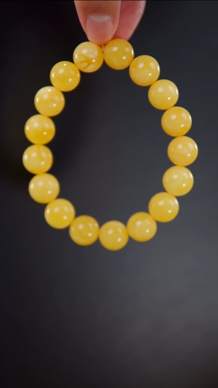 手链琥珀未镶嵌焦皮料圆珠手串19.45