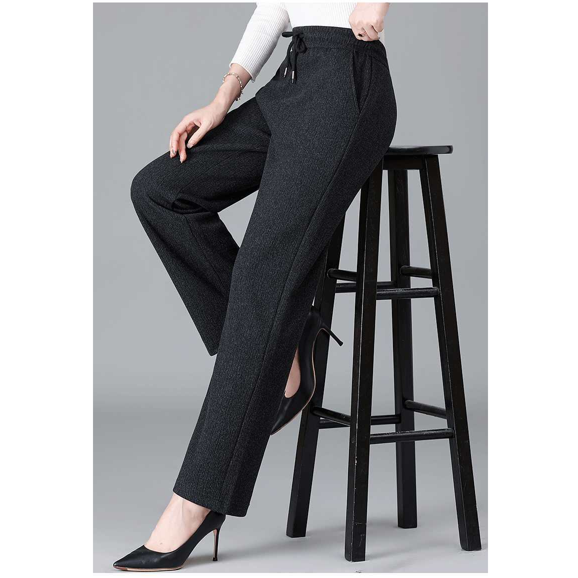 醋酸羊毛加绒直筒裤