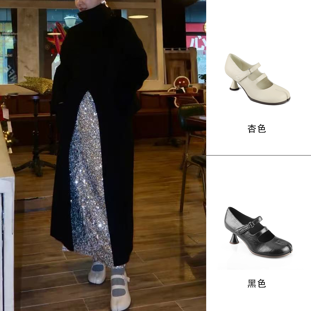 MYWANTS新款25秋冬爆款时尚高跟分趾鞋休闲百搭真皮女鞋MW1102692