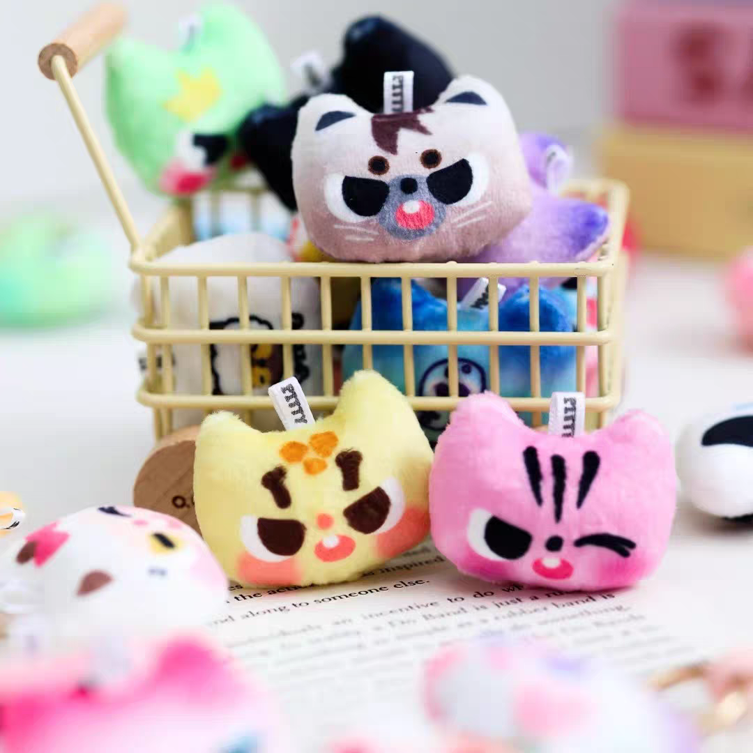 pitty毛绒猫猫头磁吸冰箱贴毛绒挂件盲盒盲袋