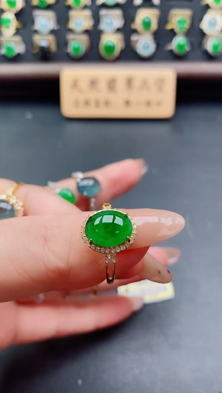 银S925镶嵌戒指翡翠1