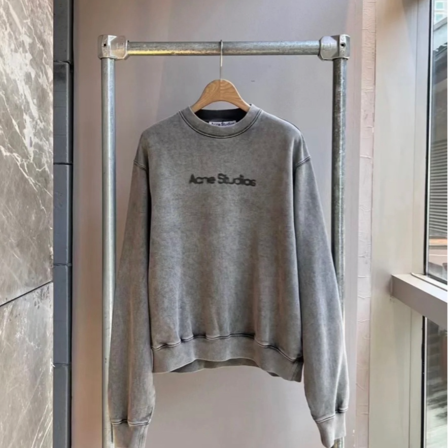 全新未使用 AcneStudios 褪色做旧徽标字母长袖卫衣 全新