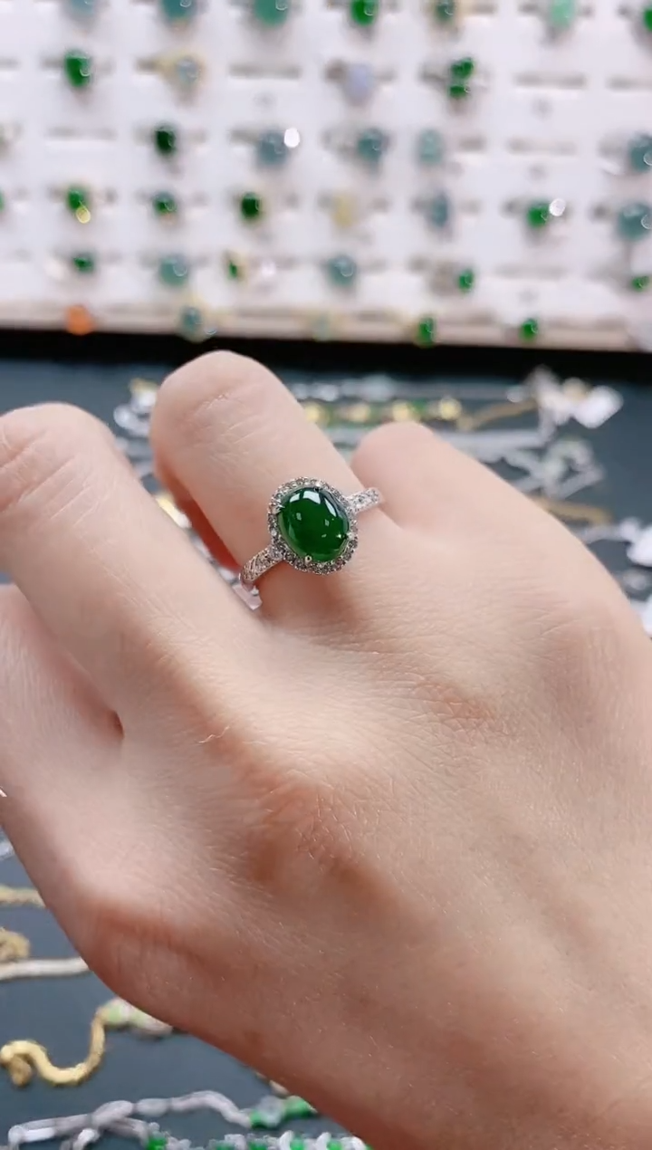 【闪购商品】翡翠戒指银S925镶嵌天然翡翠