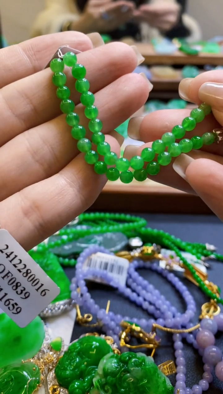 【闪购商品】定制翡翠18K金镶嵌手链