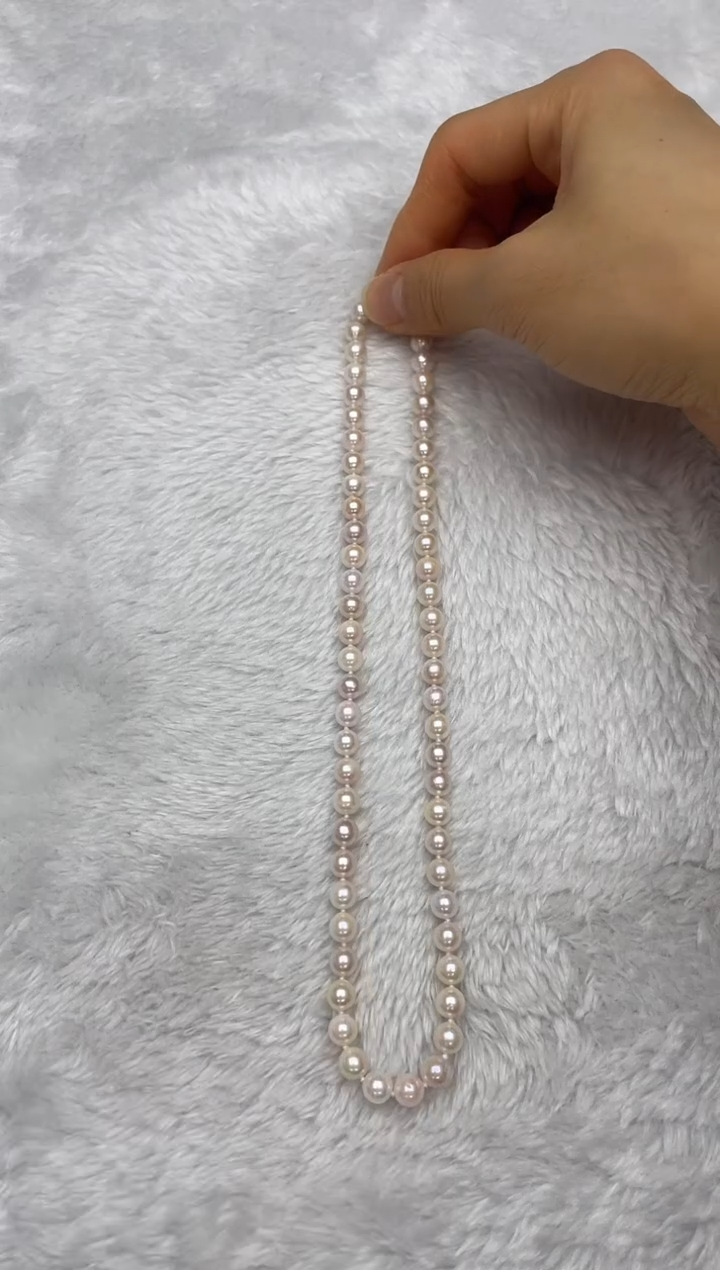 项链银S925镶嵌海水珍珠AK糖果6.5-7mm