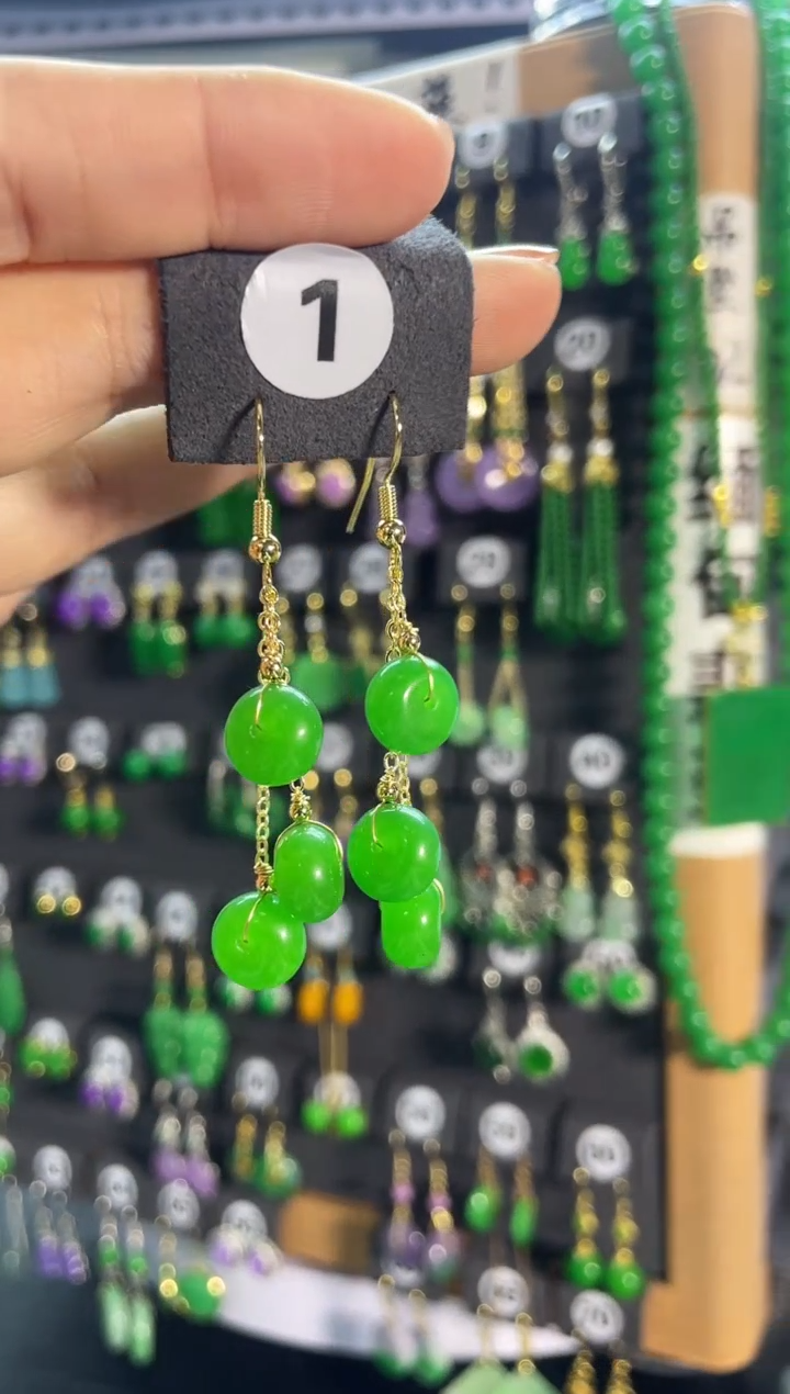 【闪购商品】翡翠耳饰银S925镶嵌1...