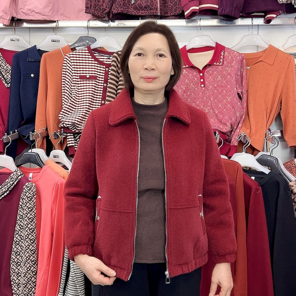 【金夫人妈妈装】中老年冬季加绒加厚翻领水貂绒夹克外套喜庆保暖