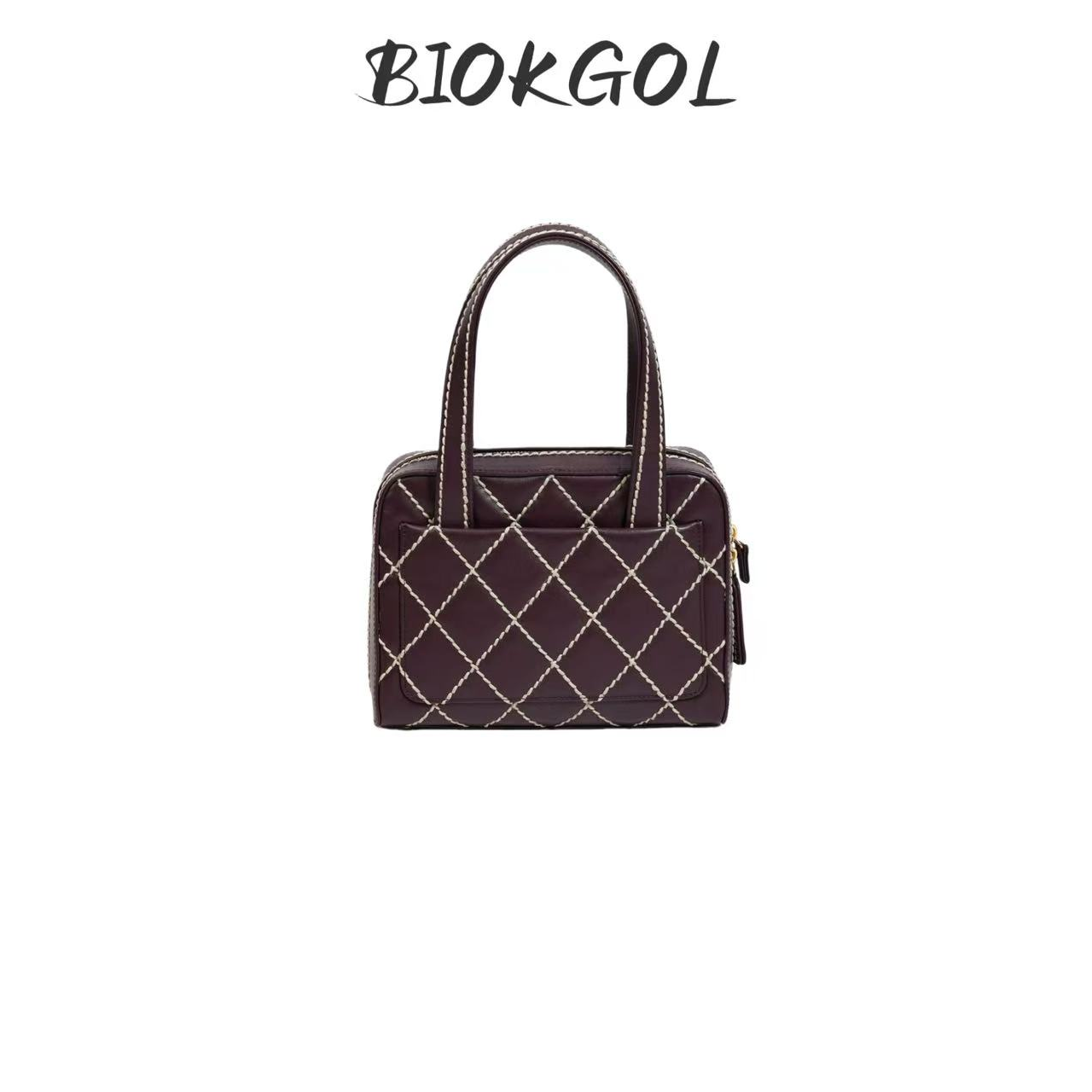 BIOKGOL/百顾全进口头层粒面牛皮 全黄铜五金 外缝波士顿 9349