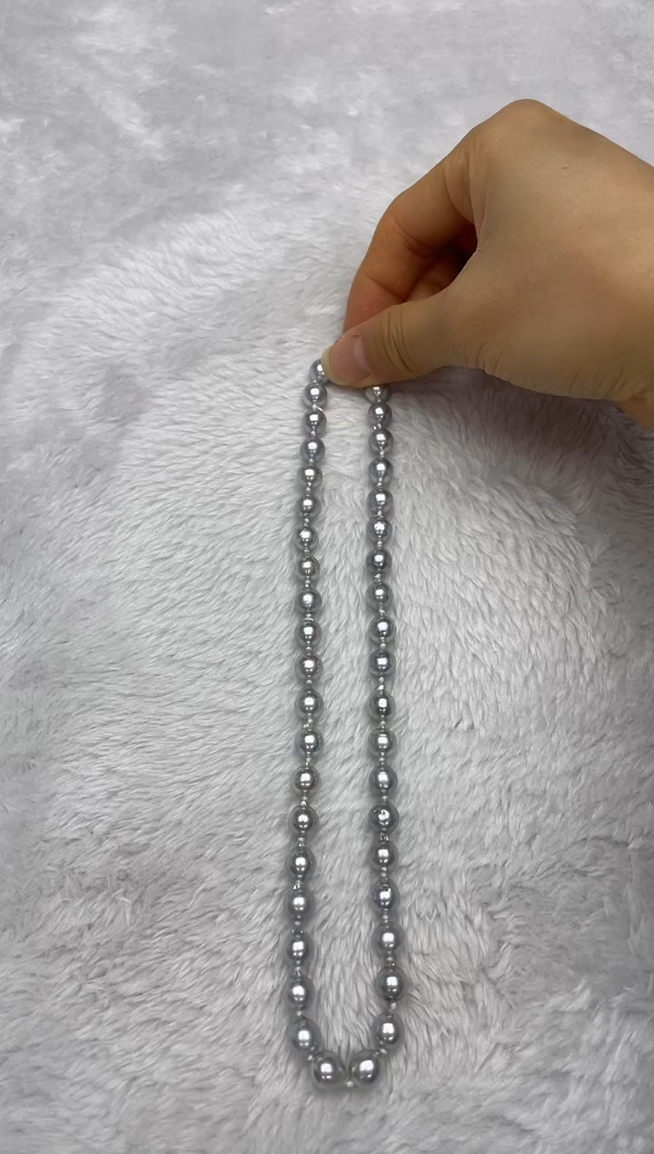 项链银S925镶嵌海水珍珠AK真多麻8-8.5mm