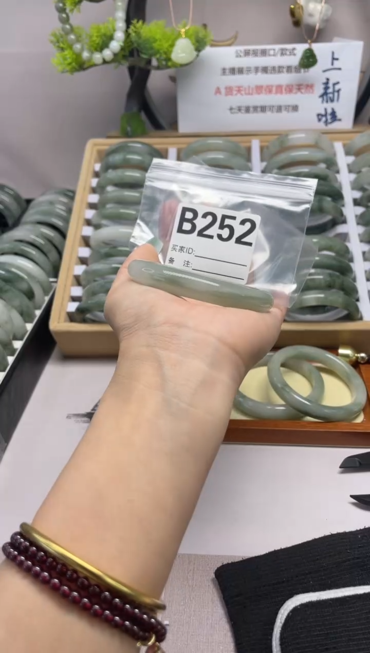 【闪购商品】石英质玉（天山翠）手镯未镶嵌b252