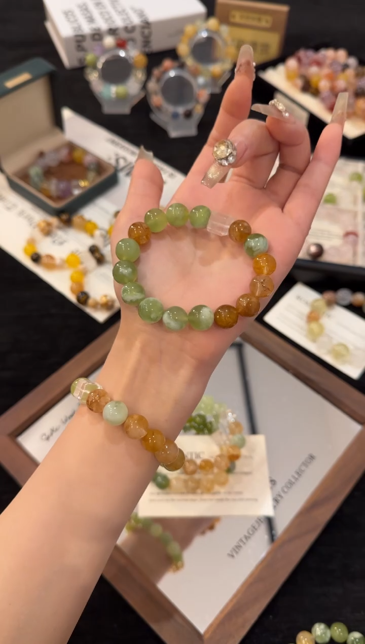 未镶嵌手链水晶岫玉多宝x3243