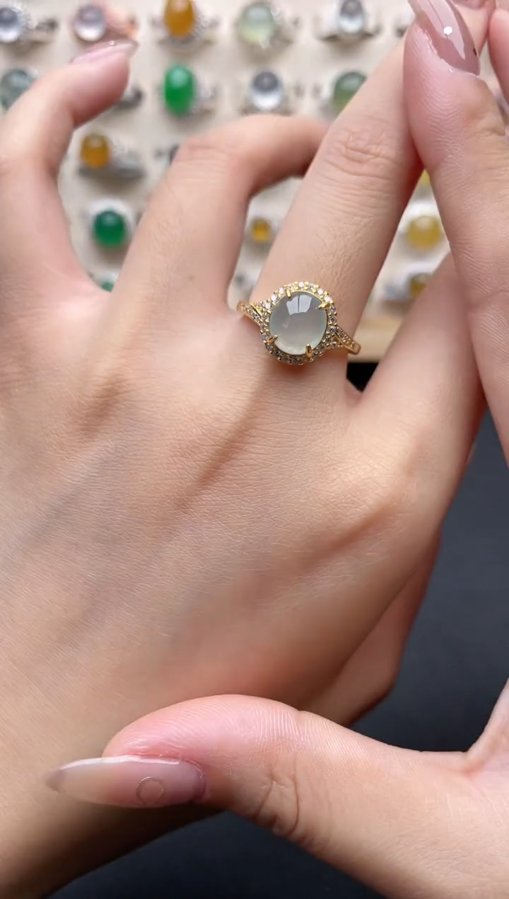 【闪购商品】翡翠戒指银S925镶嵌一物一证一礼盒