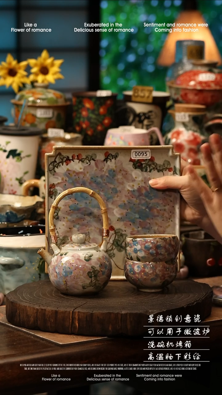 陶瓷景德镇高温釉下彩手工手绘款式