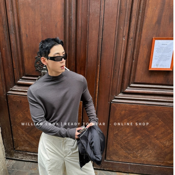 威廉威【科学怪人】new cut时装剪裁小高领包裹感磨毛保命T恤A920