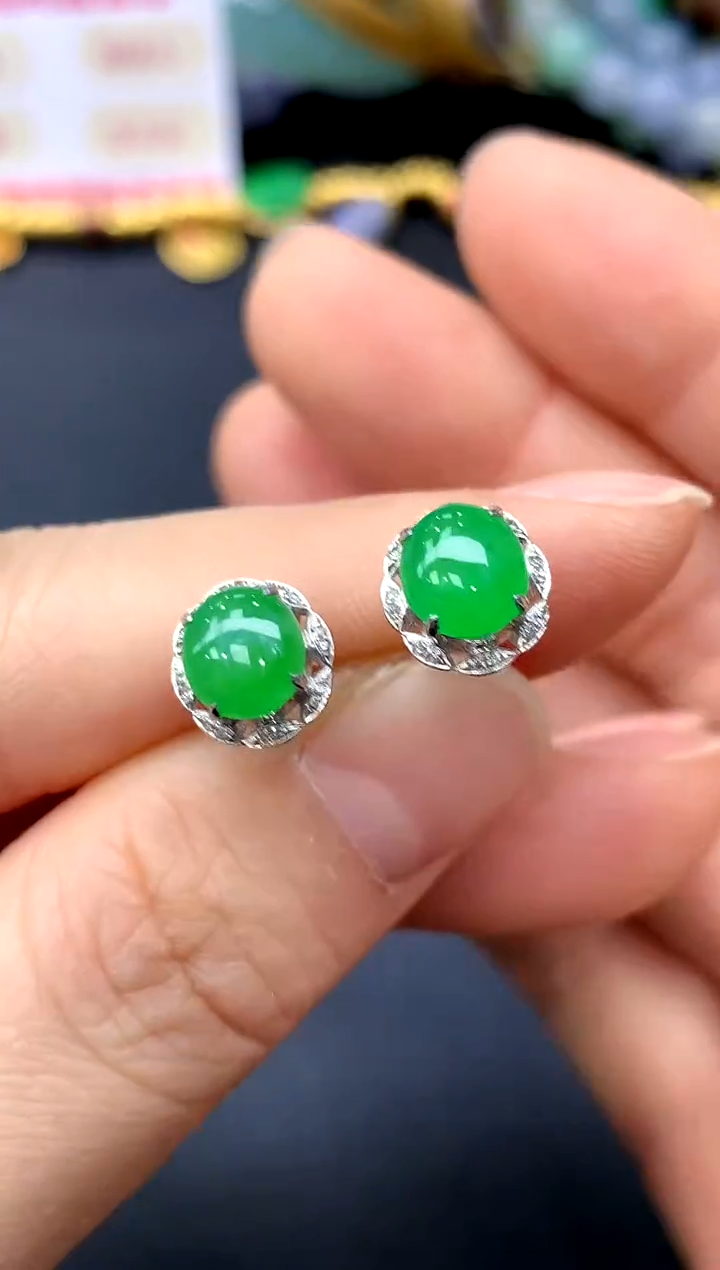 18K金镶嵌翡翠耳饰221-中国好珍宝