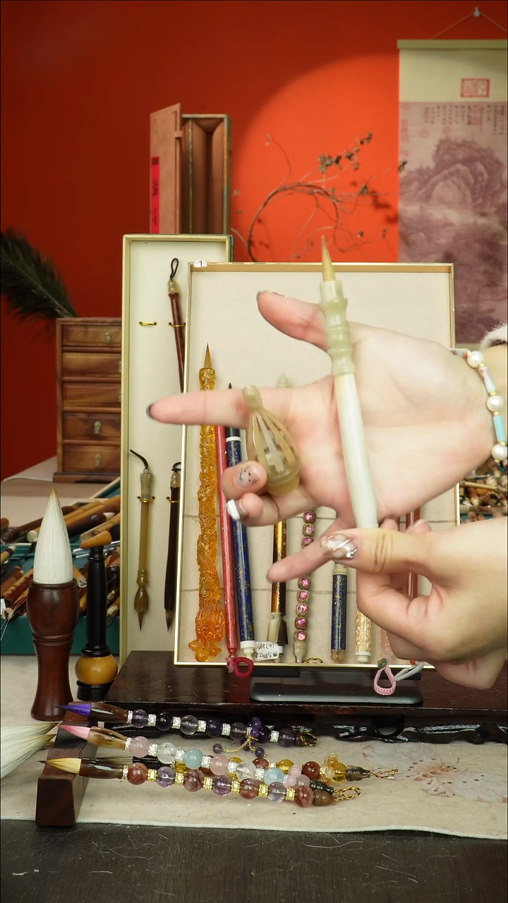 129号闪孤品高货毛笔链接 清水试笔 蘸墨不退