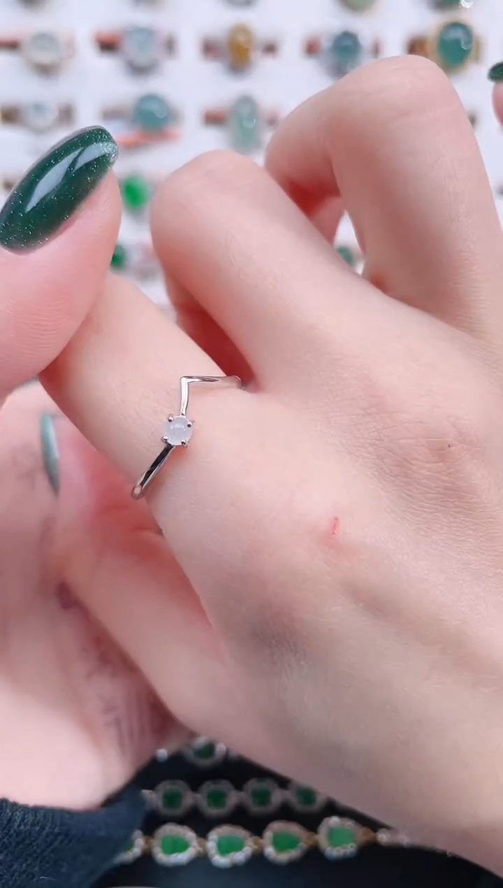 银S925镶嵌戒指翡翠天然翡翠