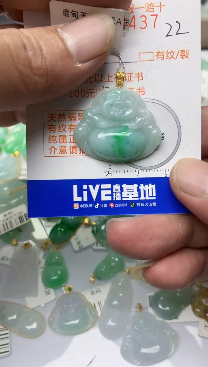 【闪购商品】翡翠颈饰18K金镶嵌天然A货翡翠