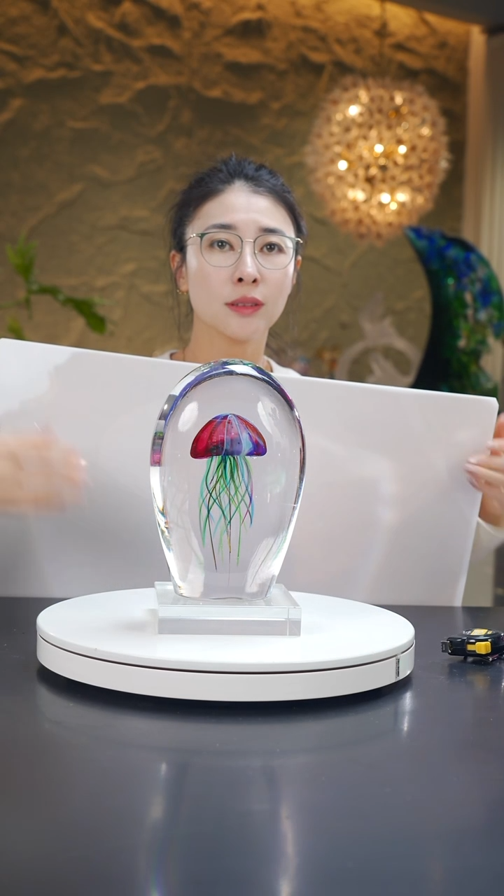 手工艺品琉璃金红单头水母摆件25号
