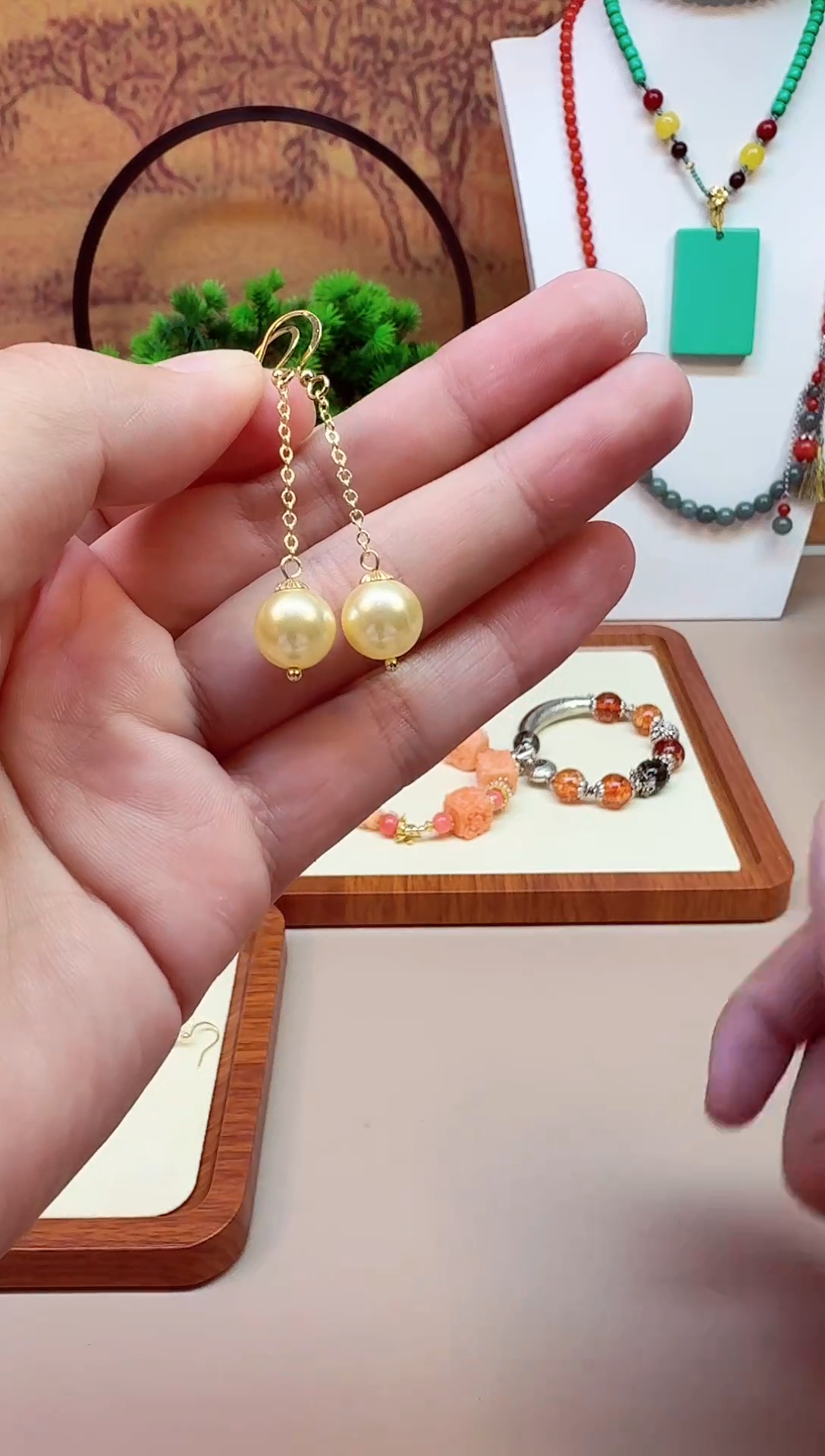 14K金镶嵌淡水珍珠耳饰E125