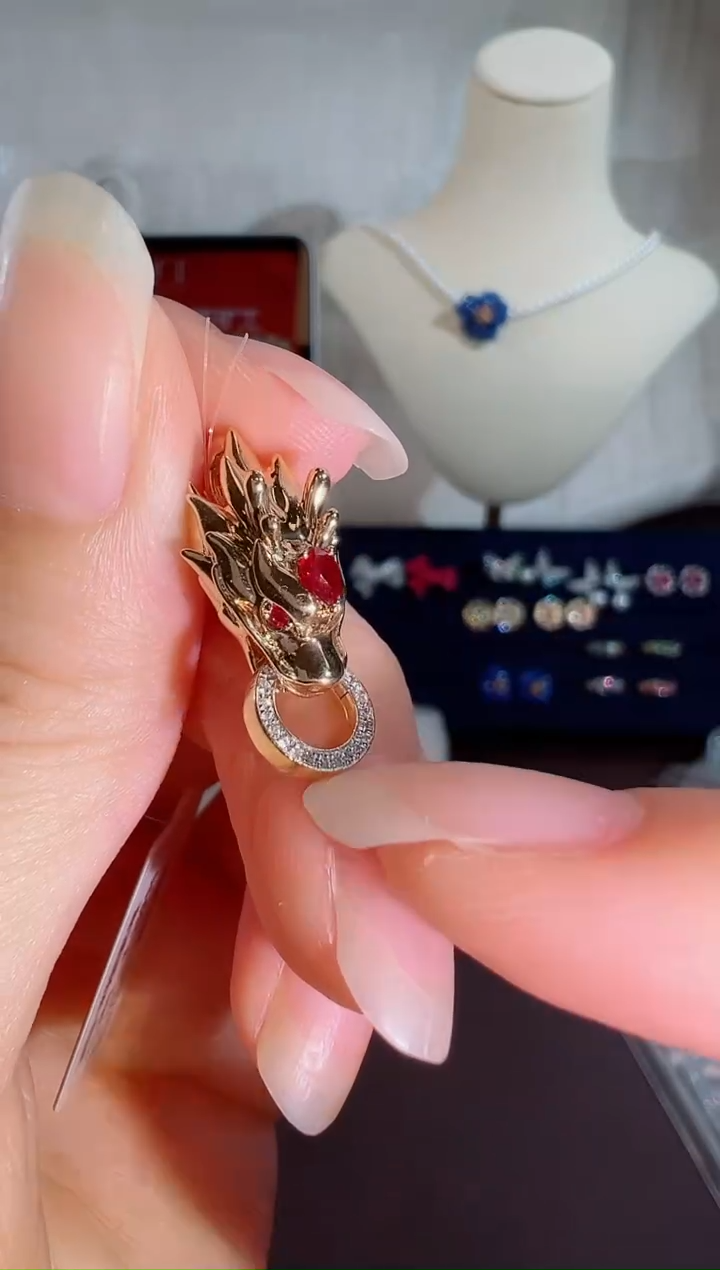 颈饰18K金镶嵌红宝石BN17114#-W+Y#25