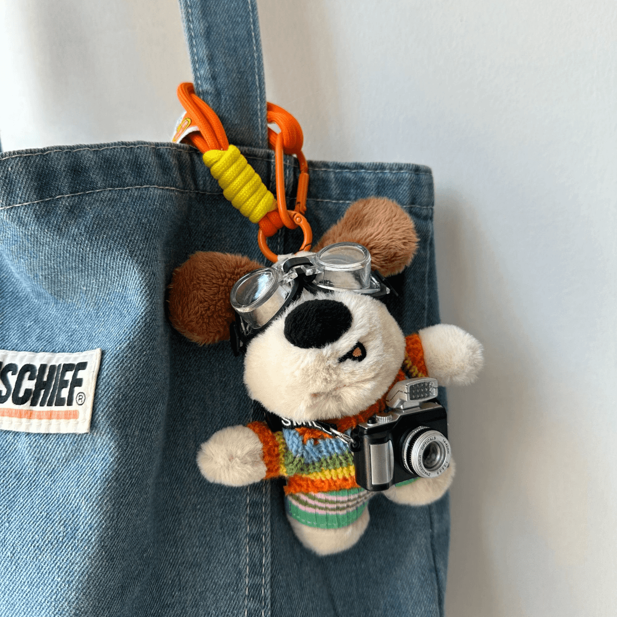 【DB大白】闪光相机小熊小狗挂件包包挂饰毛绒玩偶公仔情侣钥匙扣