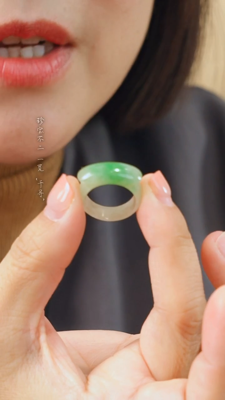 未镶嵌戒指翡翠用****2天然缅甸A货翡翠白底青马鞍戒指