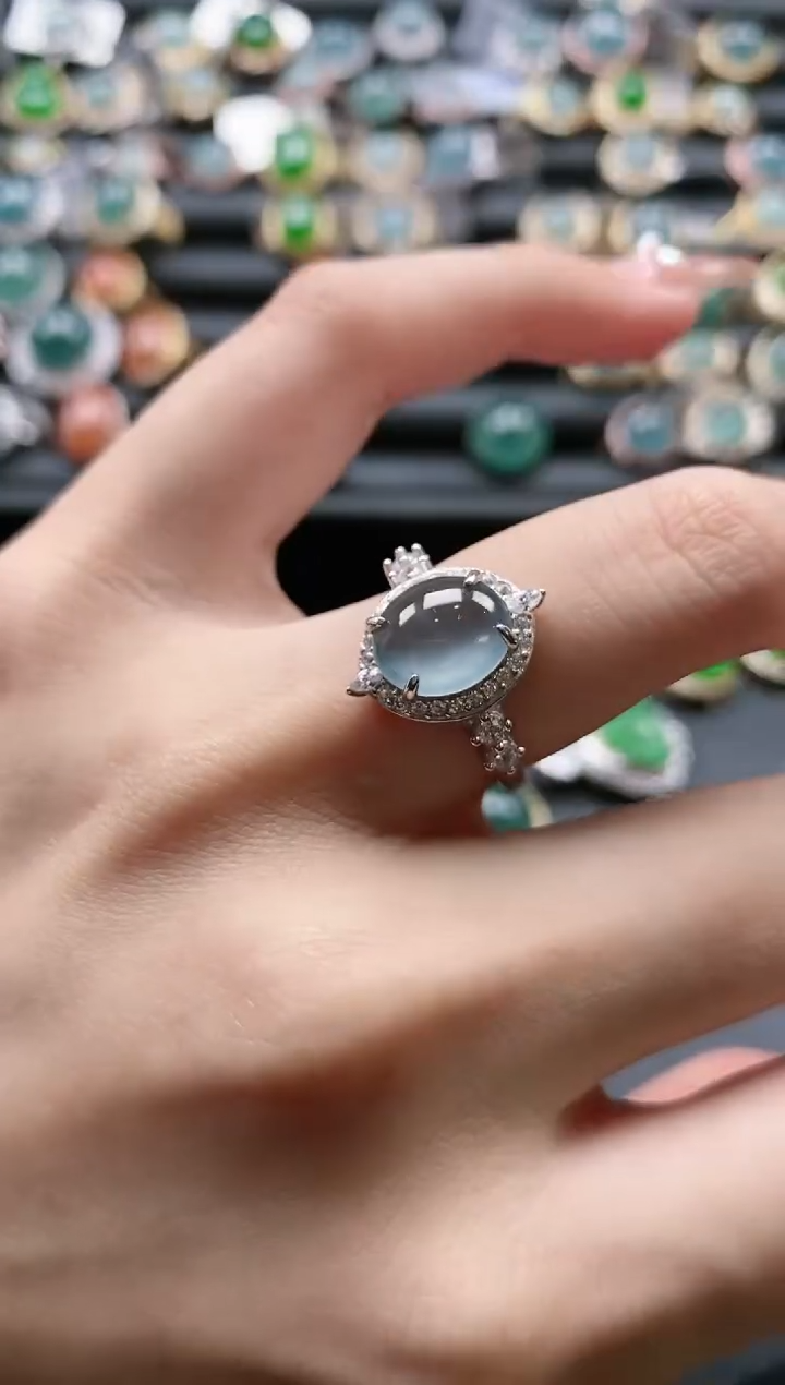 【闪购商品】翡翠戒指银S925镶嵌651511