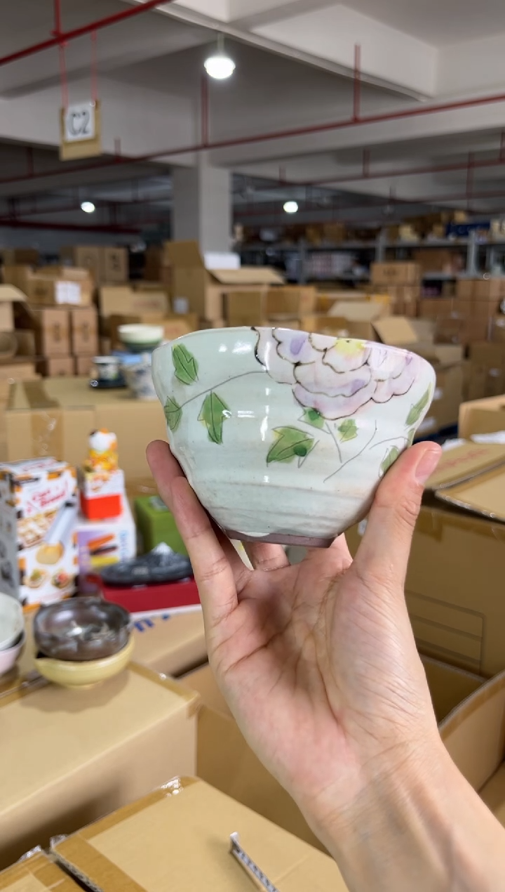 瓷片复古牡丹饭碗
