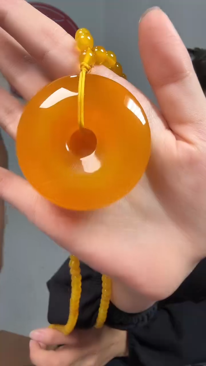 未镶嵌颈饰玛瑙/玉髓1163天然带珠链满黄平安扣多样性发一