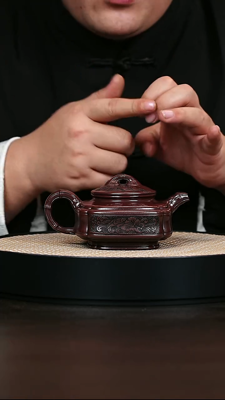 茶壶紫砂双线竹鼓