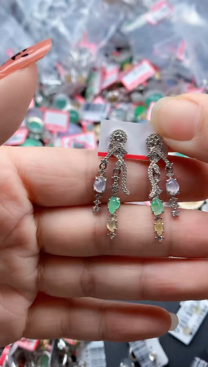 银S925镶嵌戒指翡翠天然A货缅甸翡翠