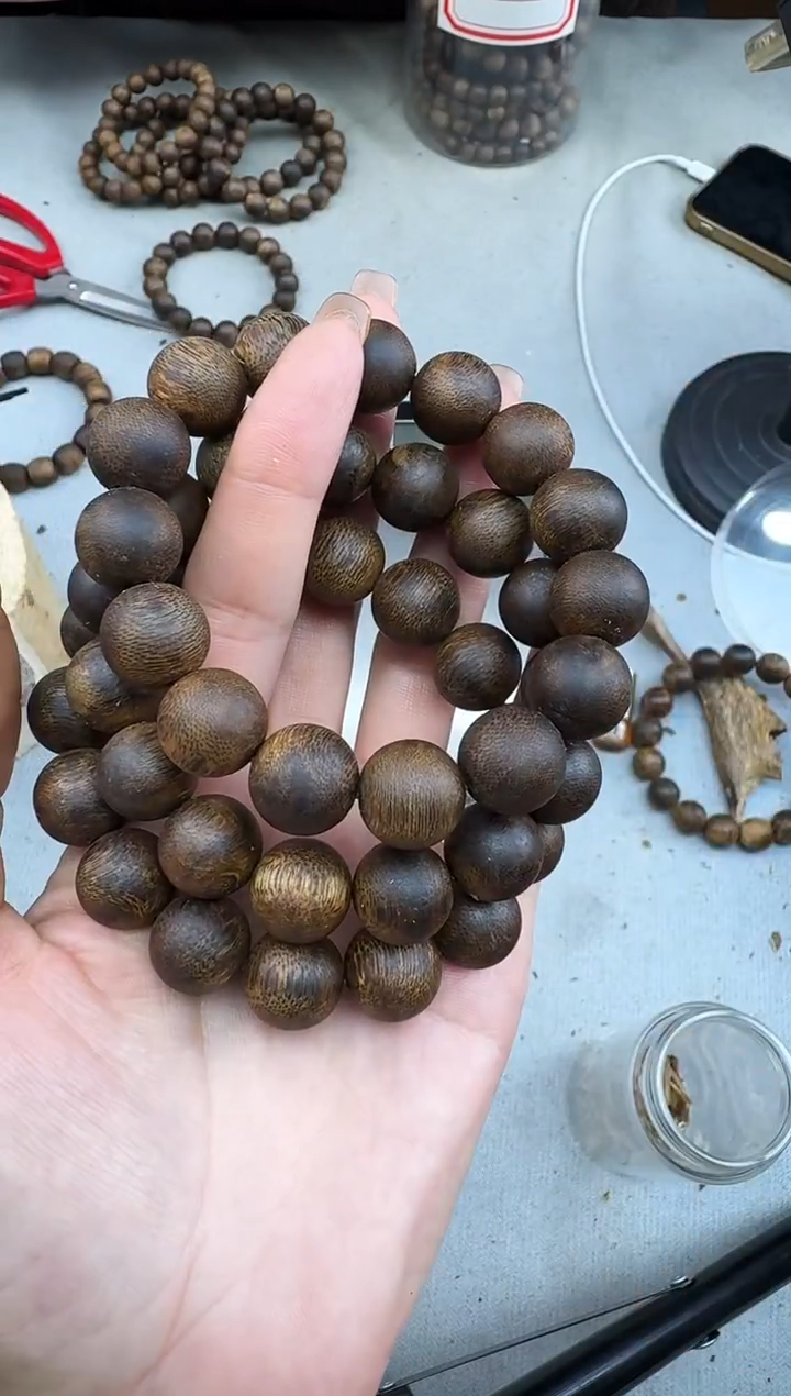沉香手串1415张勺子圆珠单圈多样性发一