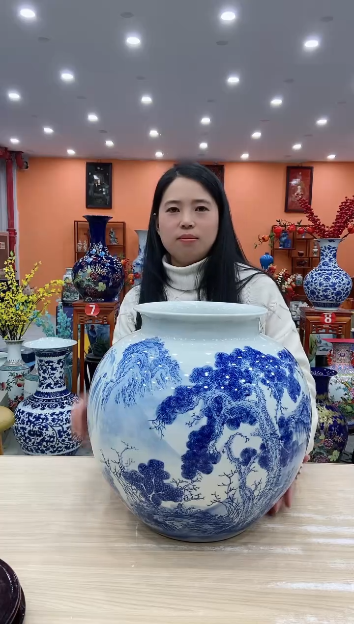 【闪购商品】摆件景德镇陶方春晖溪山秋晴罗汉瓶