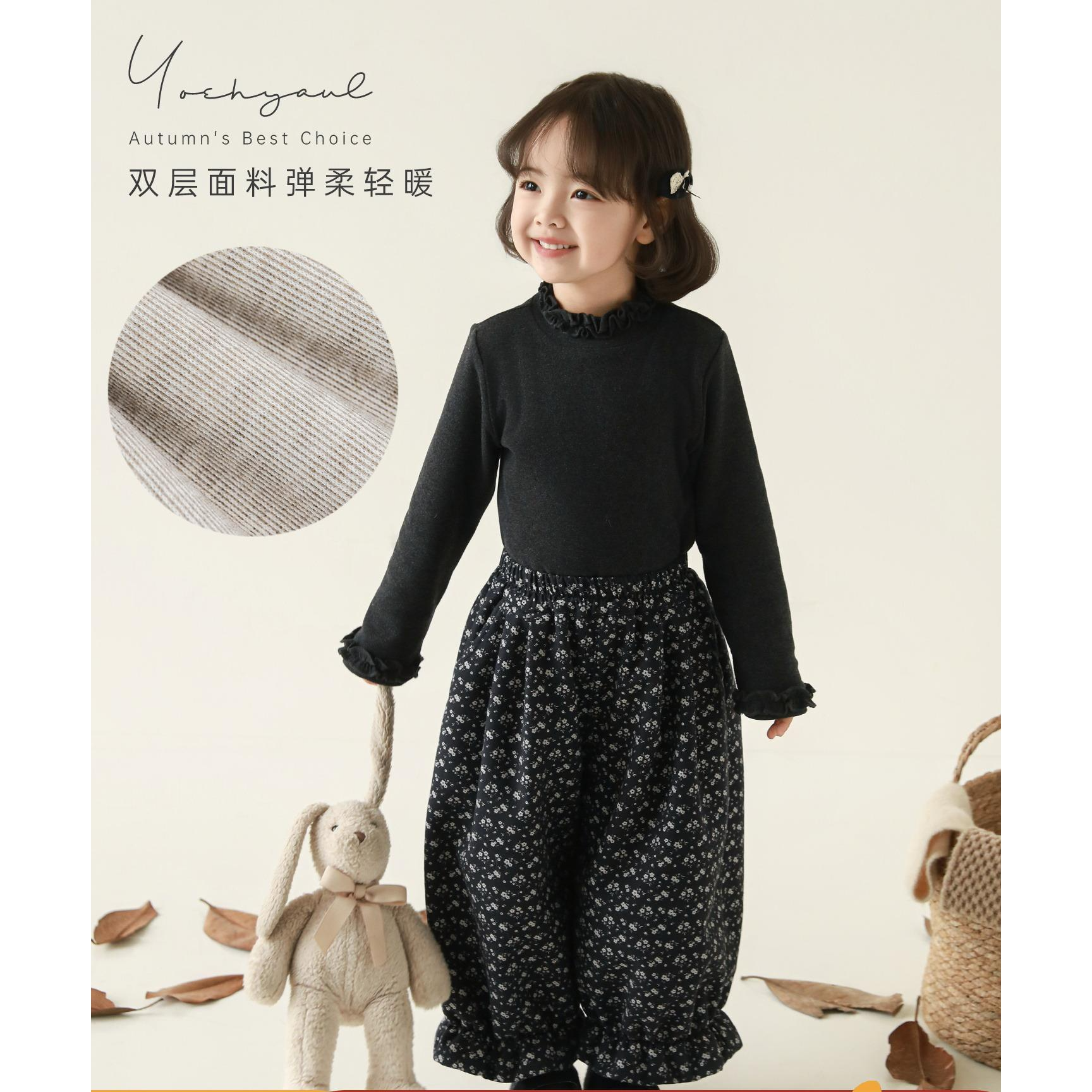 幼悠【木耳花边】冬三波女童宝宝亲肤顺滑木耳边显瘦打底衫D4671