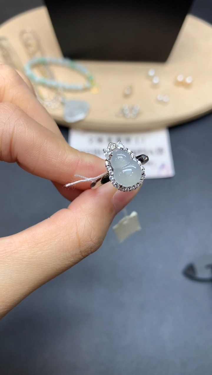 【闪购商品】翡翠戒指银S925镶嵌葫芦【多样性发其一】