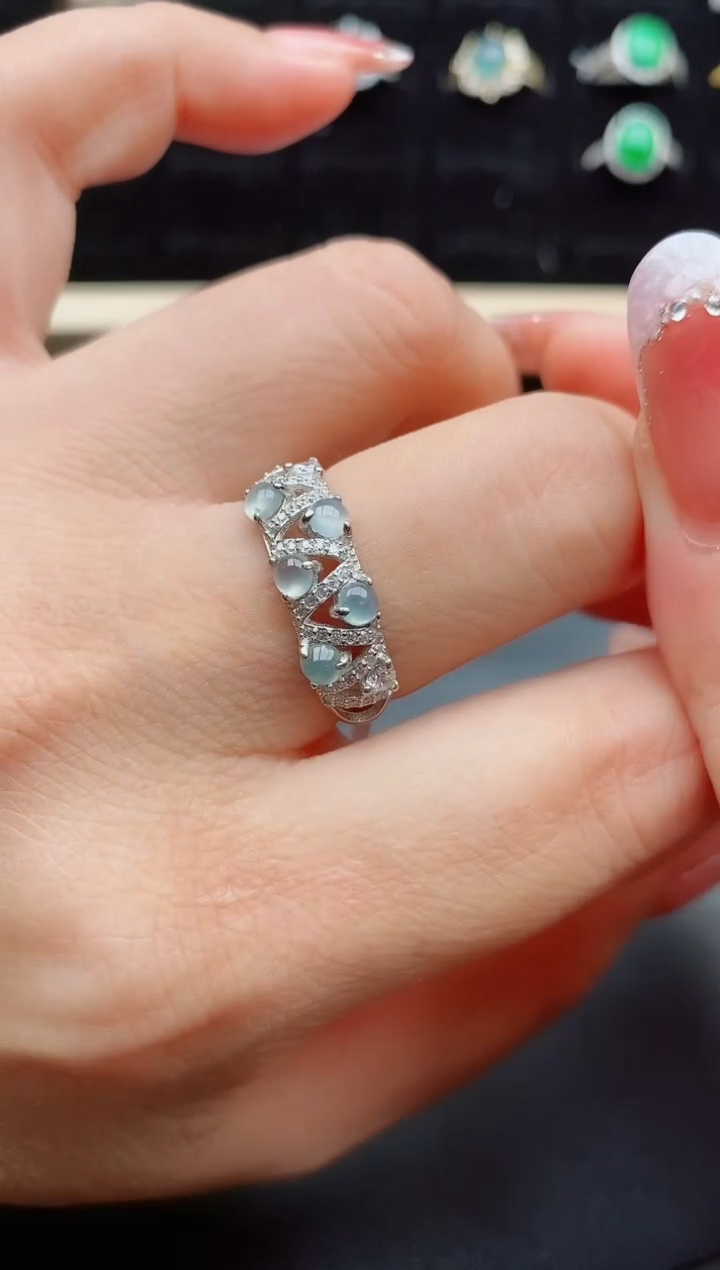 【闪购商品】翡翠戒指银S925镶嵌58000
