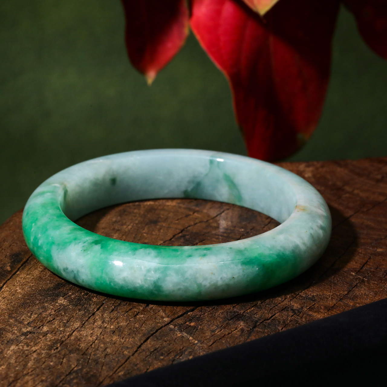 【意婵】《心归镯》“双12”天然缅A老翡翠手镯-916999