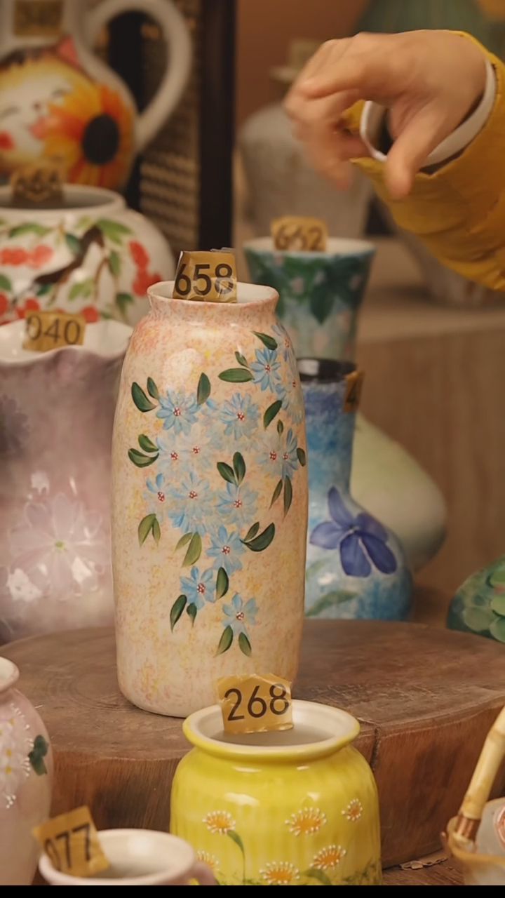 陶瓷景德镇设计师手作花器摆件侘寂风@M658@