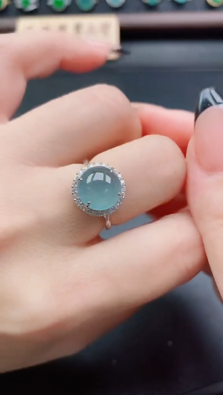 银S925镶嵌戒指翡翠1