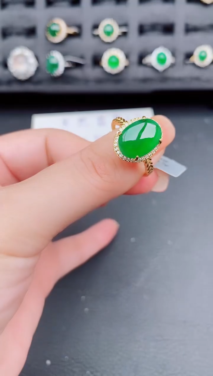 翡翠戒指银S925镶嵌天然a货翡翠465
