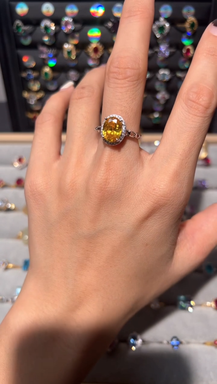 【闪购商品】黄晶戒指银S925镶嵌00000