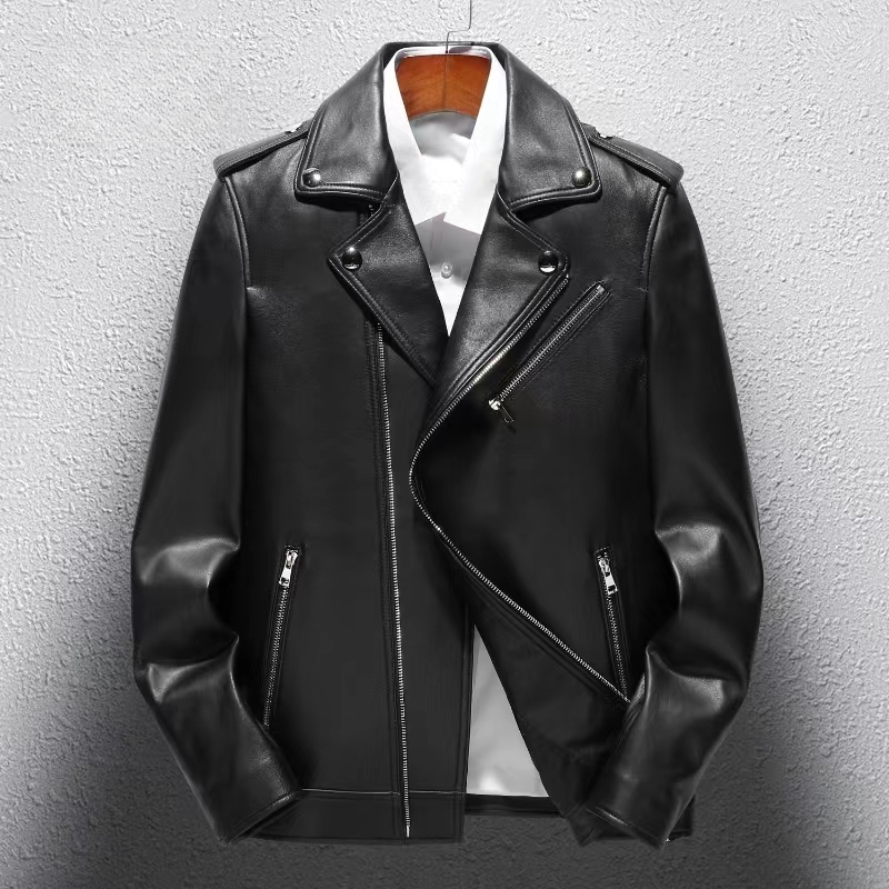 海宁男士真皮皮衣 黑色绵羊皮外套时尚百搭休闲G2216