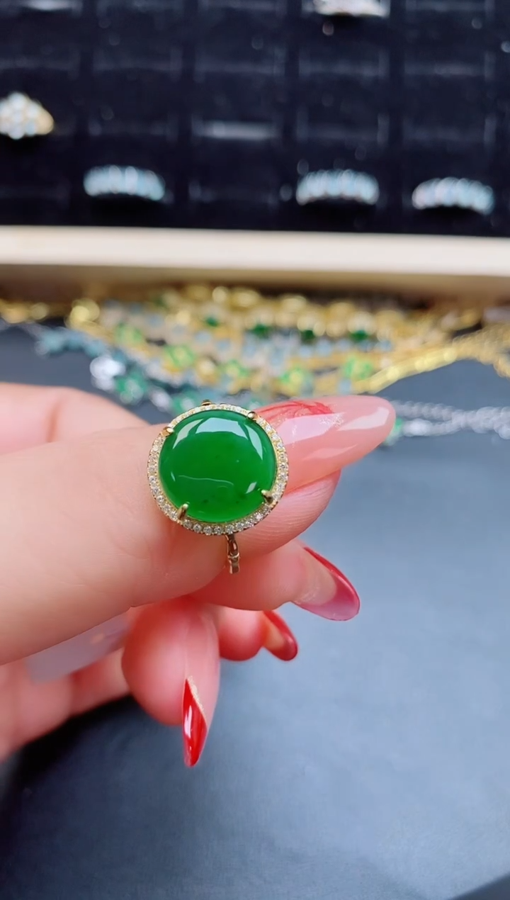 【闪购商品】翡翠戒指银S925镶嵌8050