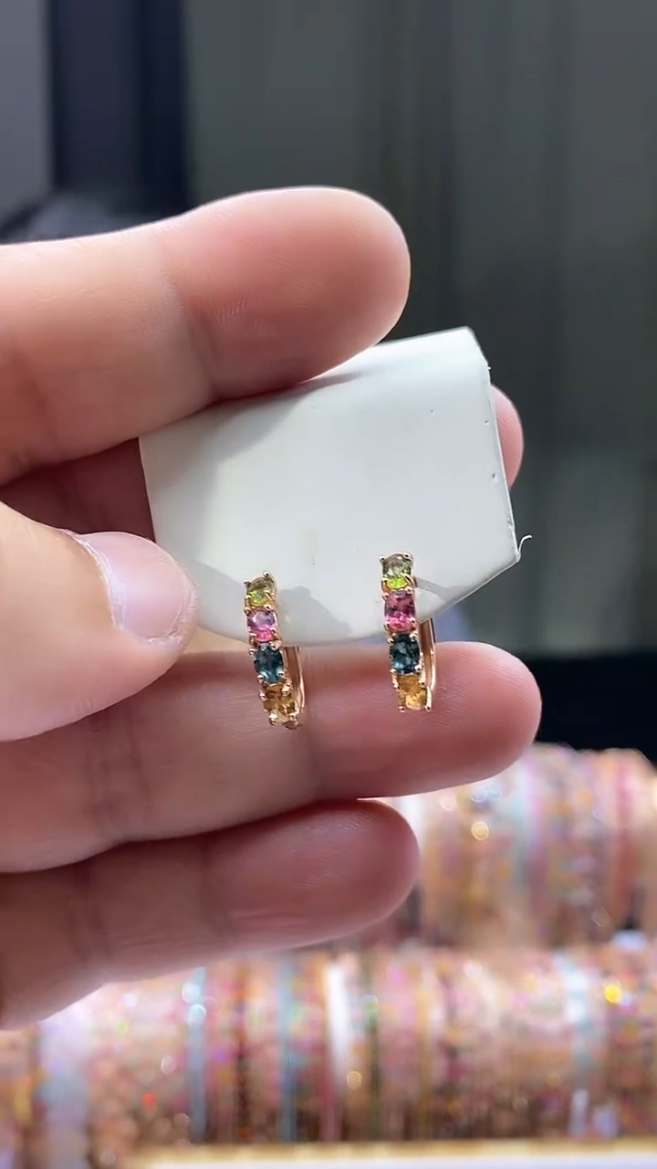 【闪购商品】碧玺耳扣银S925镶嵌54345354354354