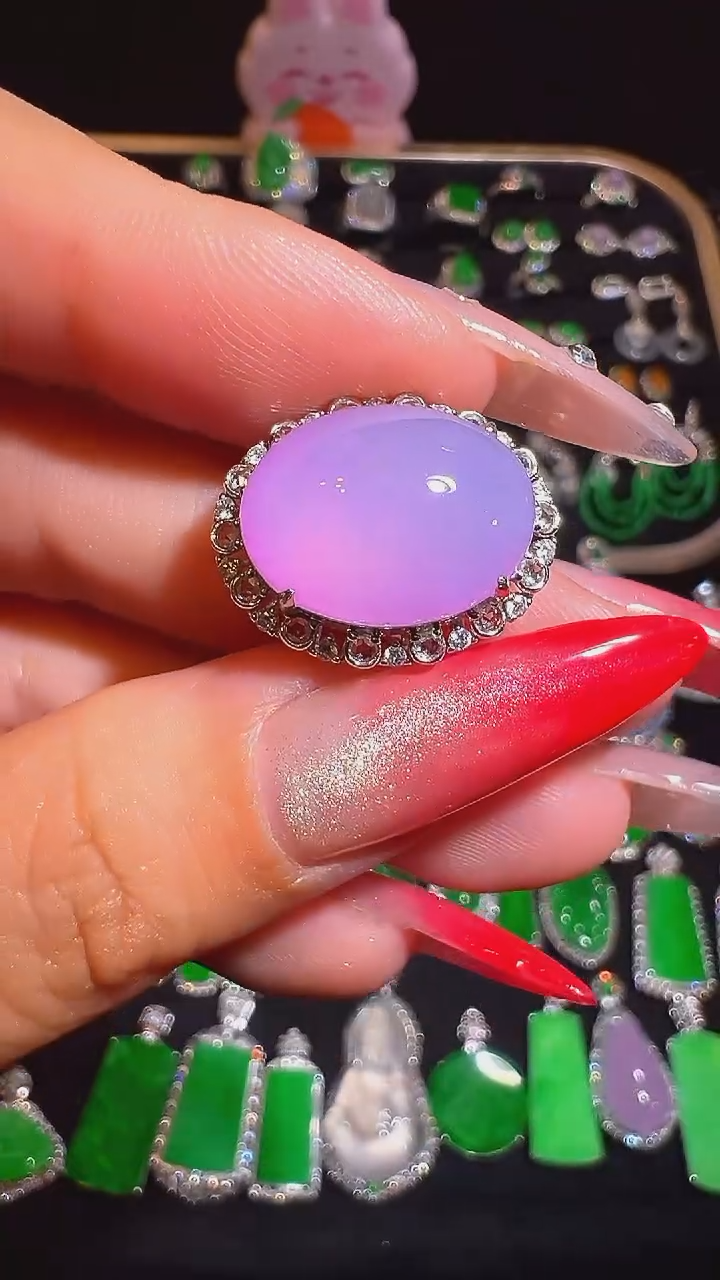 吊坠(不含链)18K金镶嵌翡翠戒指