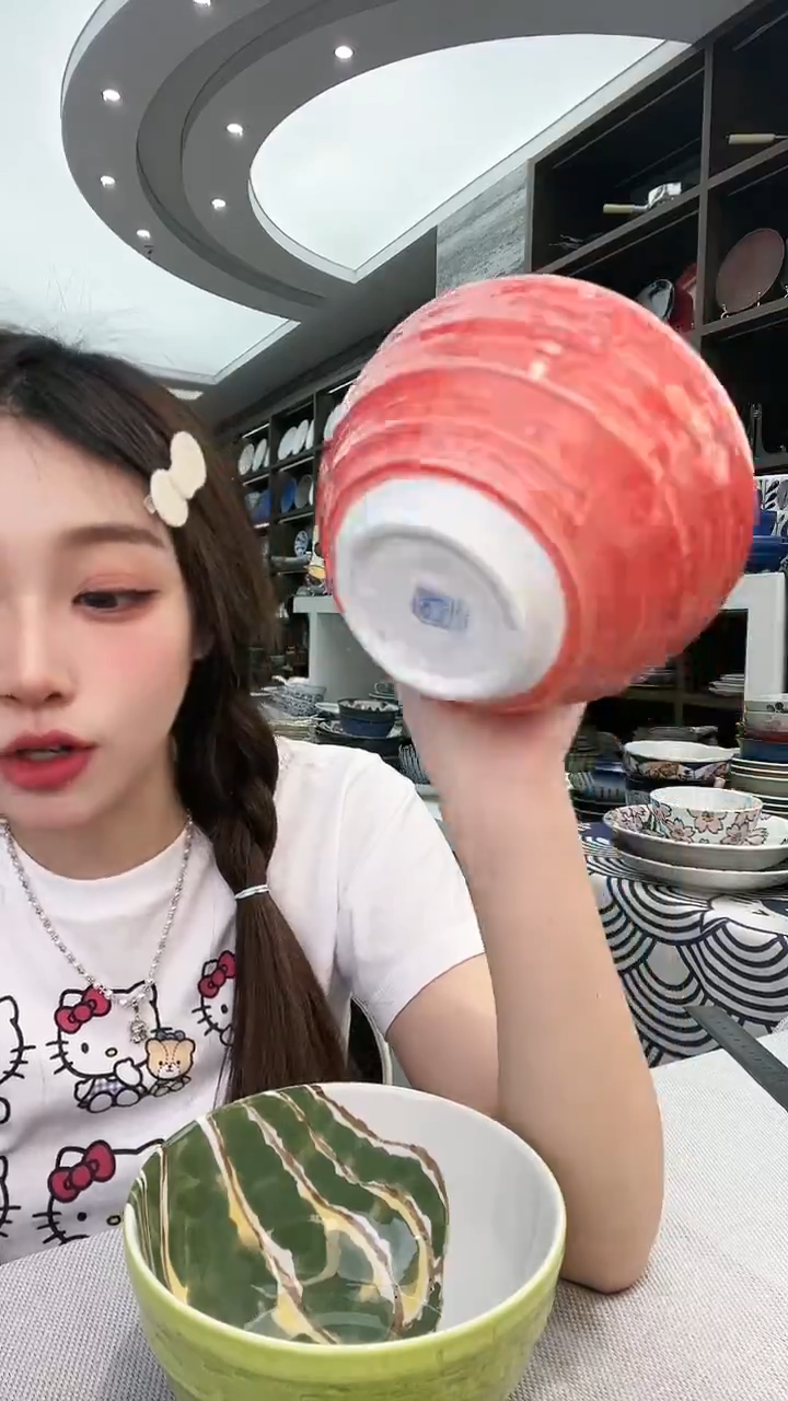 碗蔬菜面碗红色16cm 2支