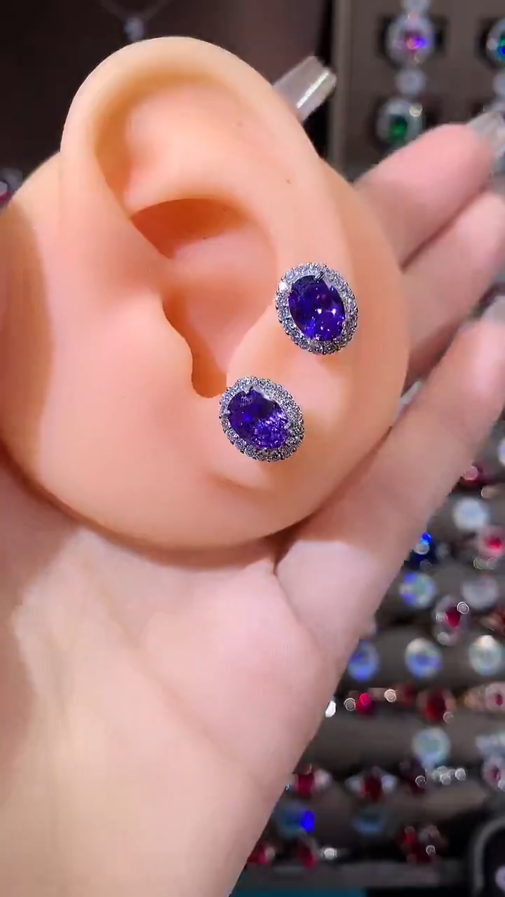 银S925镶嵌耳饰碧玺68